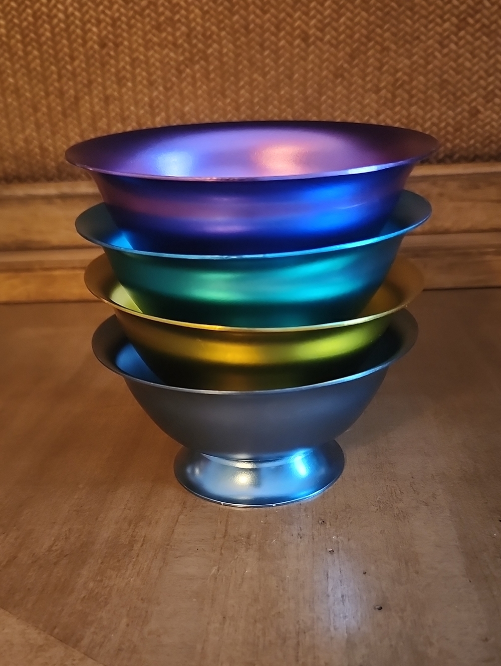 Retro MCM-Style Anodized Aluminum Dessert Bowls - Set of 4